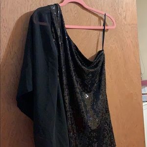 Black Sequin one shoulder